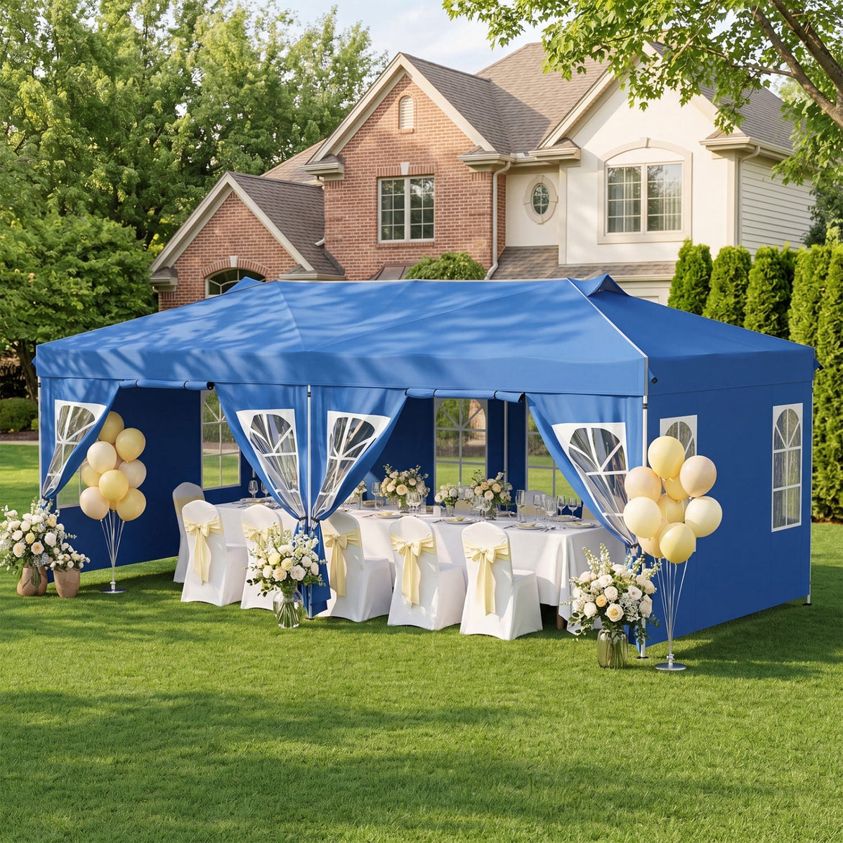 10x20 FT Pop-Up Canopy Tent with 6 Sidewalls – Outdoor Event Shelter