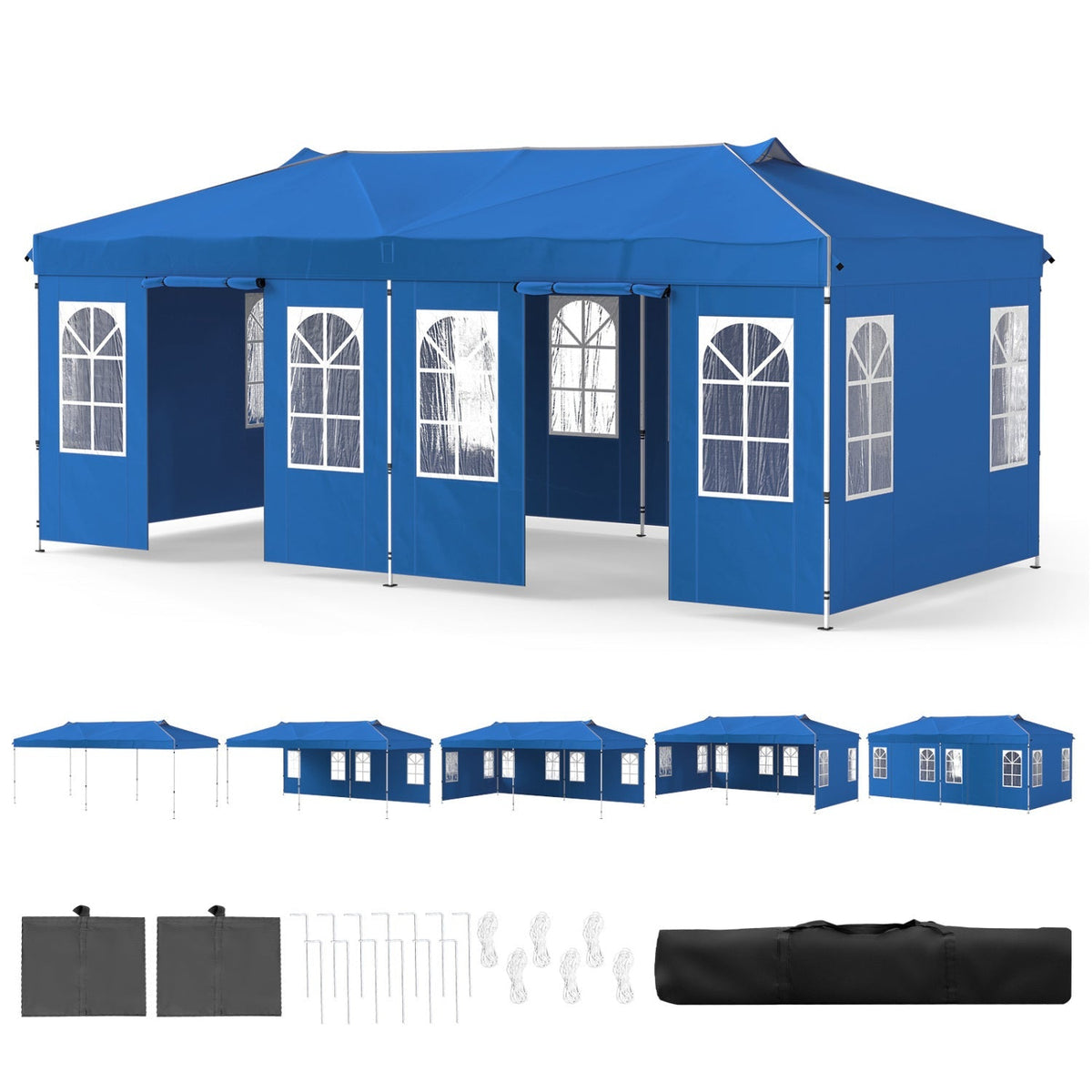10x20 FT Pop-Up Canopy Tent with 6 Sidewalls – Outdoor Event Shelter