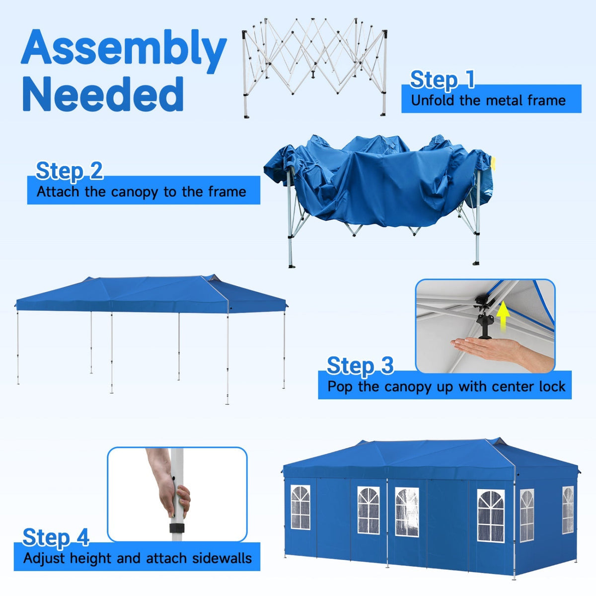 10x20 FT Pop-Up Canopy Tent with 6 Sidewalls – Outdoor Event Shelter