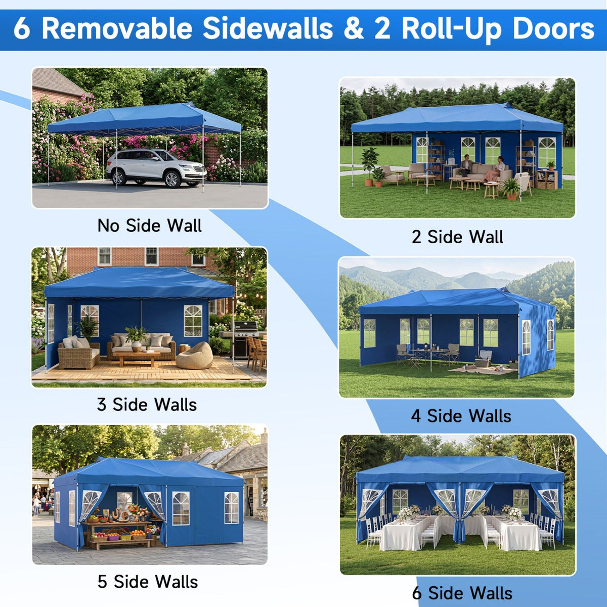 10x20 FT Pop-Up Canopy Tent with 6 Sidewalls – Outdoor Event Shelter