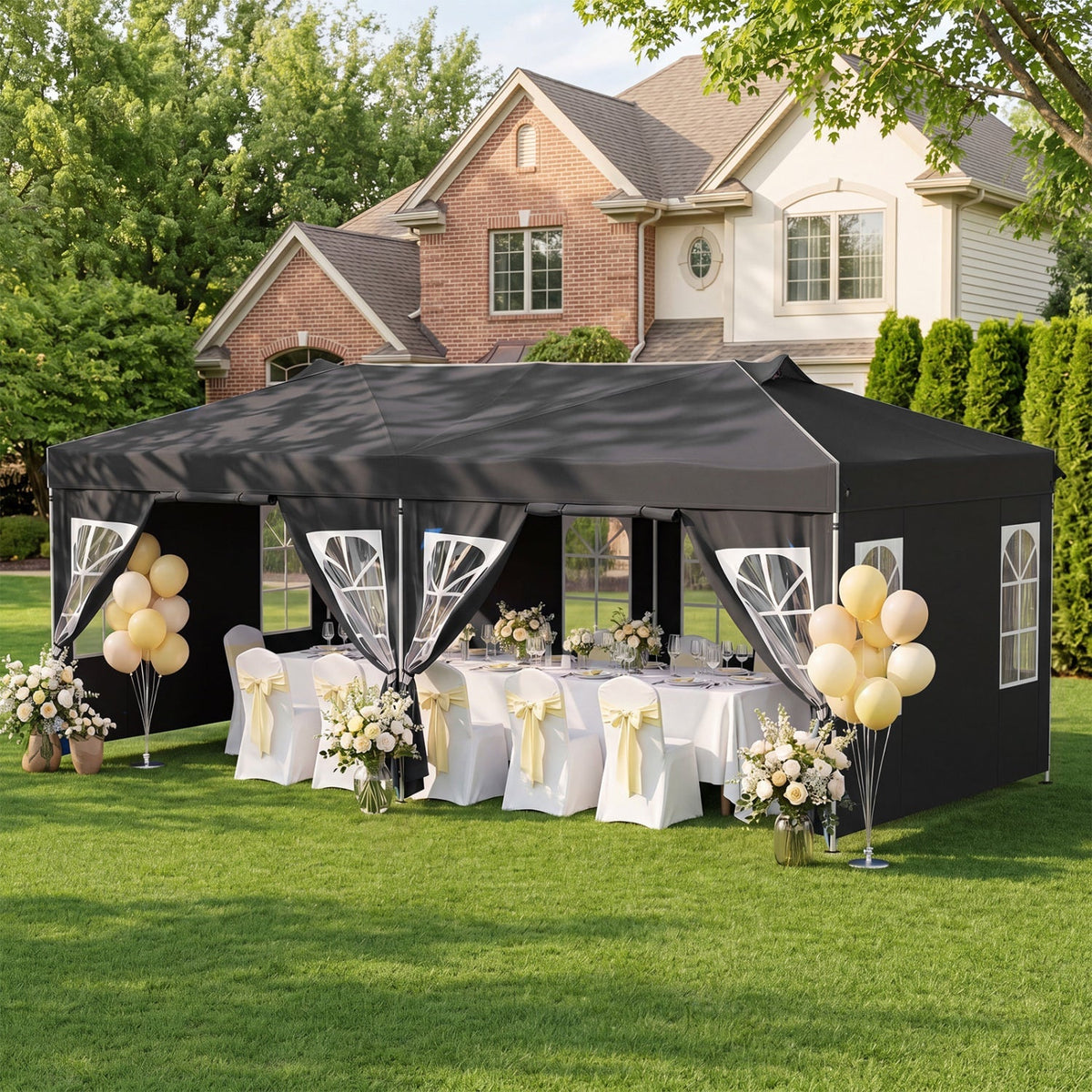 10x20 FT Pop-Up Canopy Tent with 6 Sidewalls – Outdoor Event Shelter