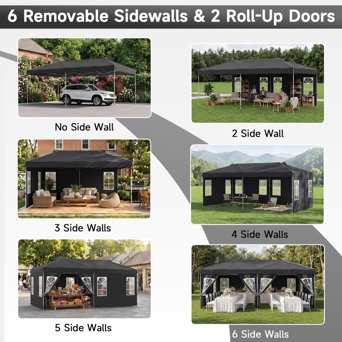 10x20 FT Pop-Up Canopy Tent with 6 Sidewalls – Outdoor Event Shelter
