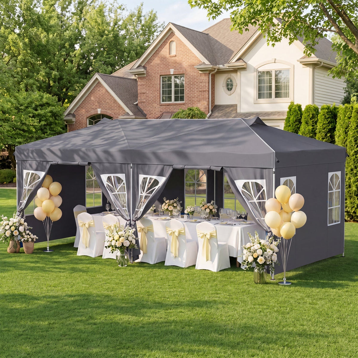 10x20 FT Pop-Up Canopy Tent with 6 Sidewalls – Outdoor Event Shelter