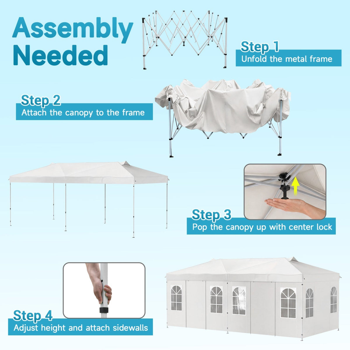 10x20 FT Pop-Up Canopy Tent with 6 Sidewalls – Outdoor Event Shelter