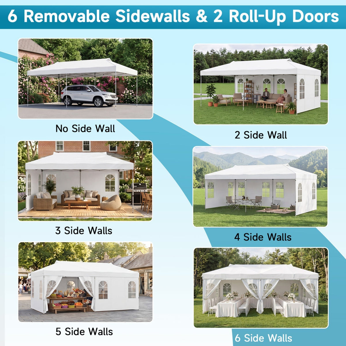 10x20 FT Pop-Up Canopy Tent with 6 Sidewalls – Outdoor Event Shelter