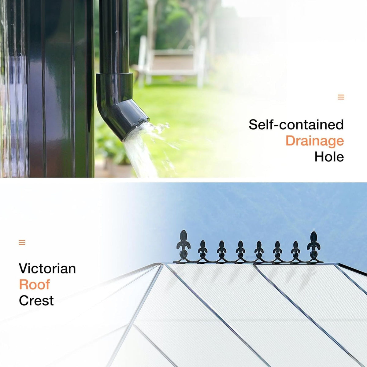 10x14FT Premium Polycarbonate Greenhouse with Aluminum Frame and Double Swing Doors