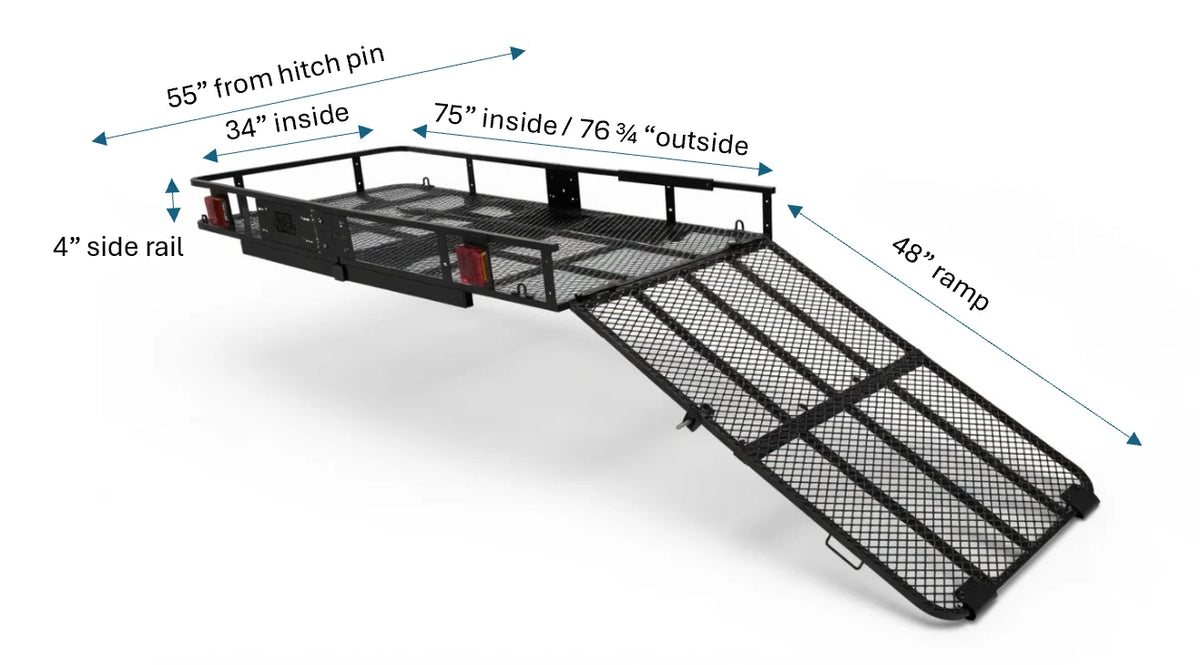 eTrike Hitch Rack - PRO HD 34-75 | 200 lb Platform Carrier with Full-Width Ramp