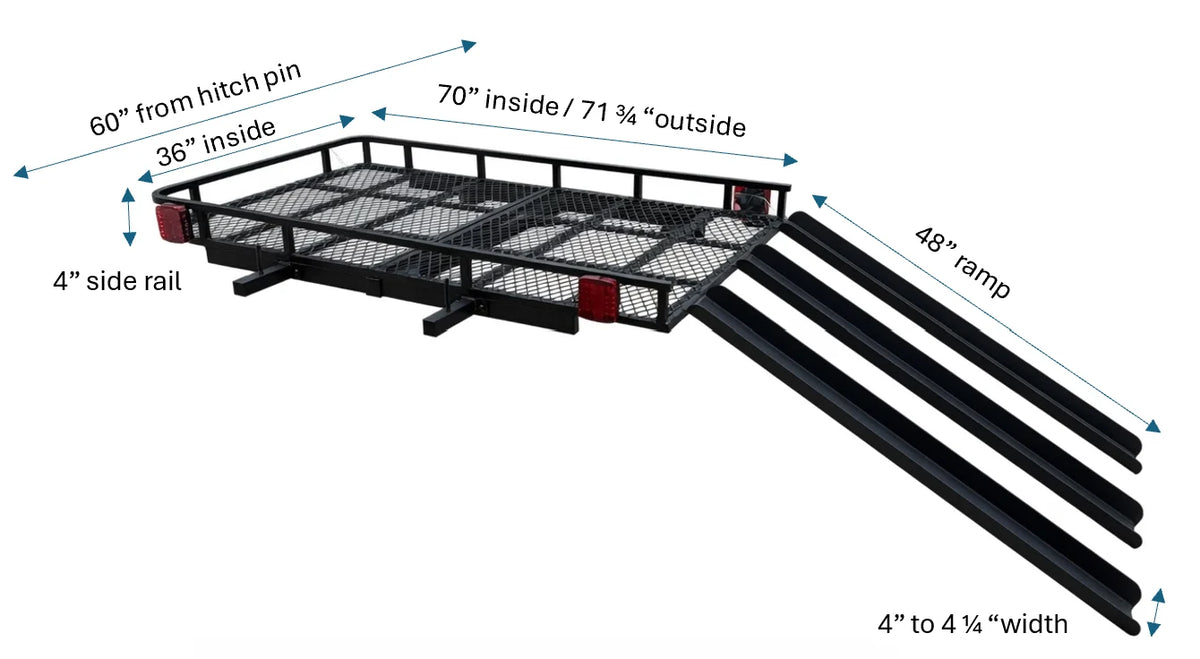 eTrike Hitch Rack - PRO HD 36-70 | 200 lb Platform Carrier with 3 Detachable Ramps