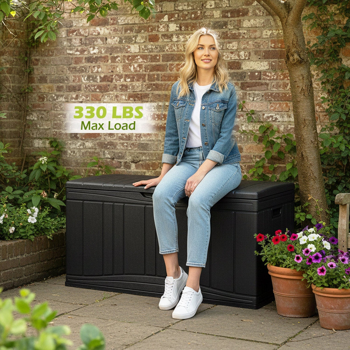 80-Gallon Outdoor Deck Storage Box with Lockable Lid