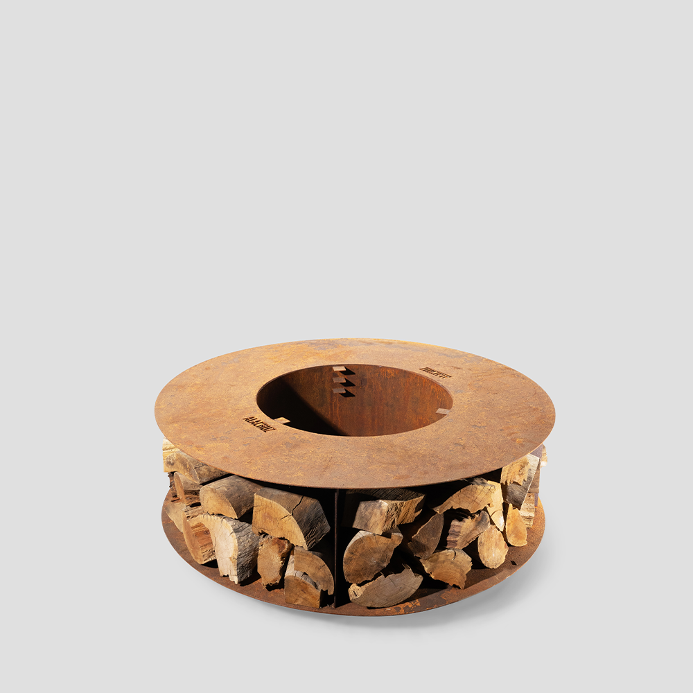 47-Inch Andino Outdoor Fire Pit with Built-In Log Holder – Steel Fire Pit