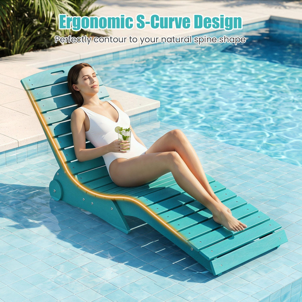 In-Pool Lounge Chair with Weighted Anti-Floating Design – 450 lb Capacity