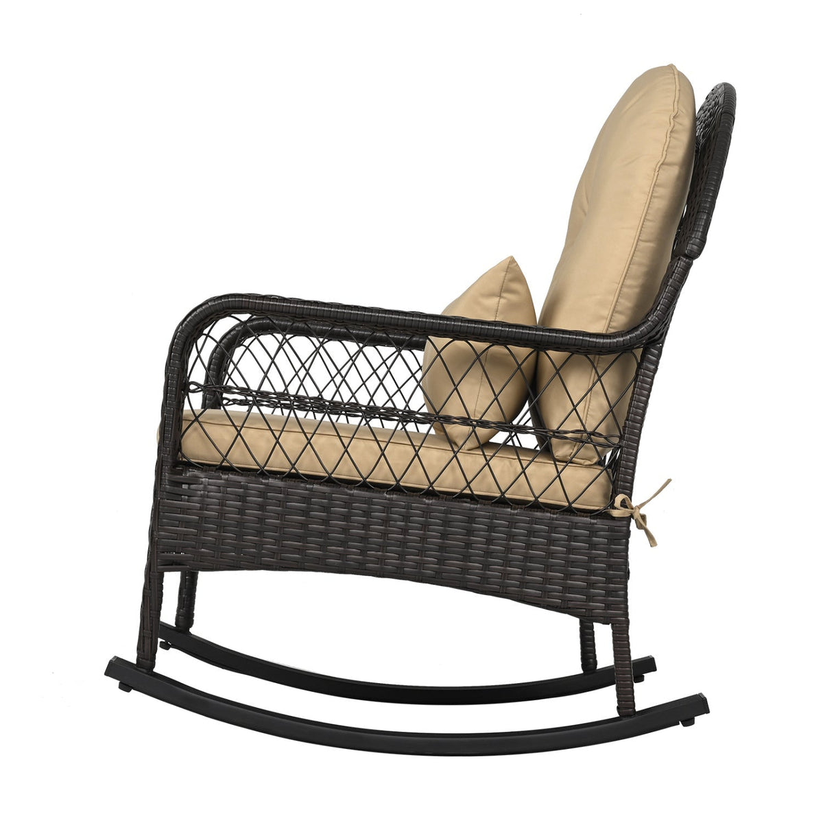 Outdoor Wicker Rocking Chair with Cushions – 400 lb Weight Capacity