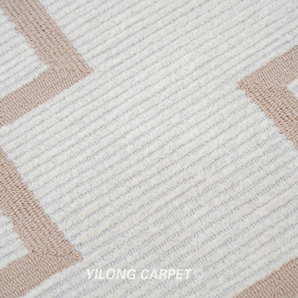 Hand Tufted Wool Carpet Beige Modern Design Carpet 6.56x9.84ft