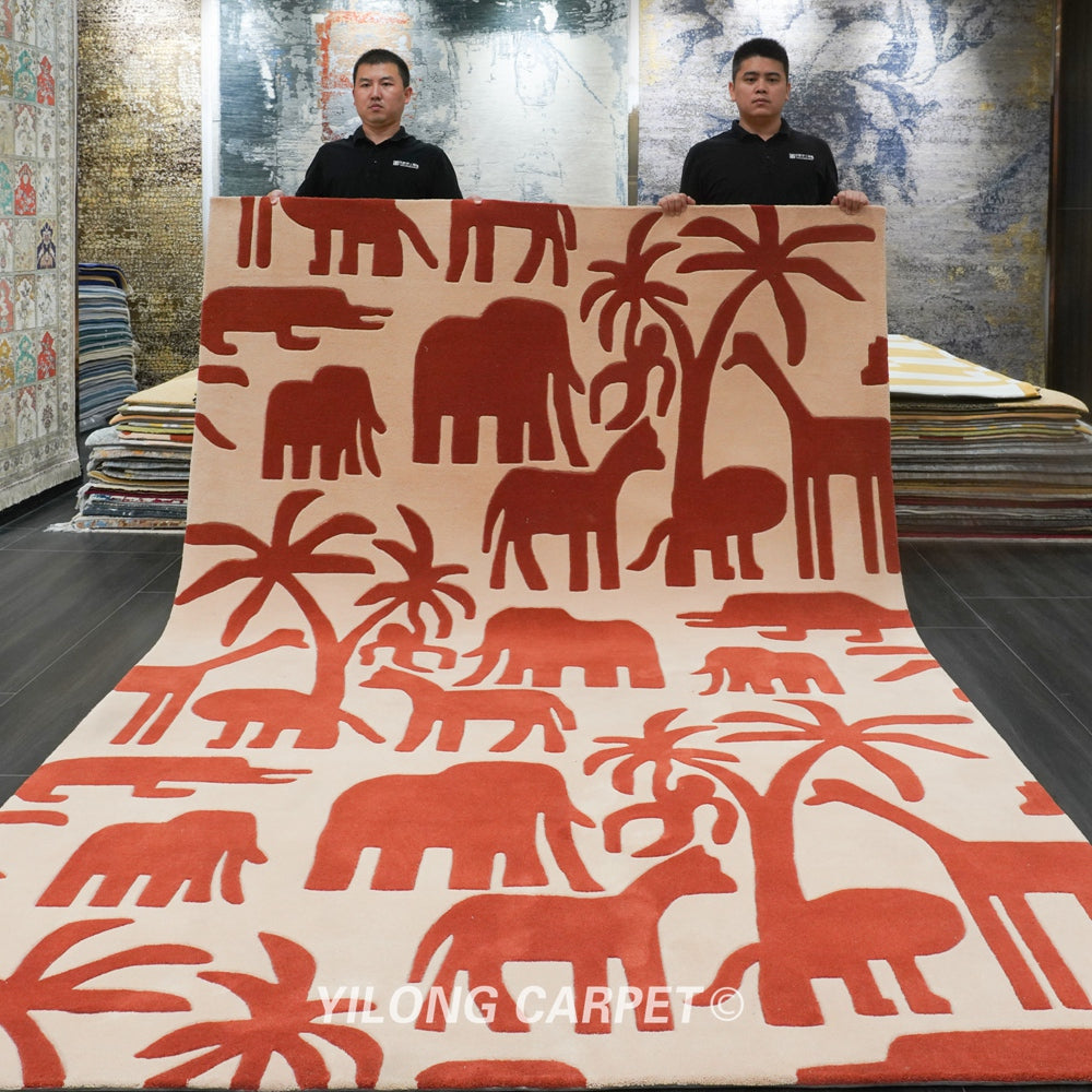 Hand Tufted Rug Wool Modern Animal Carpet 6.56x9.84ft