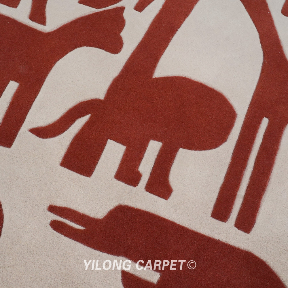 Hand Tufted Rug Wool Modern Animal Carpet 6.56x9.84ft