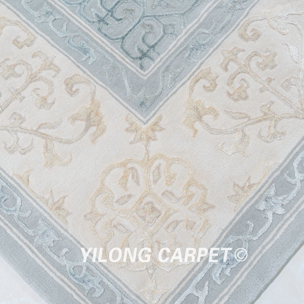 Hand Tufted Wool Silk Rug Modern Carpet 7.9x9.8ft