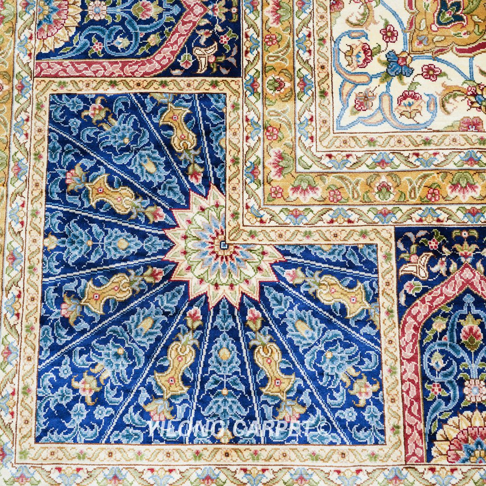 Persian Dom Design Handmade Blue Silk Classic Oriental Carpet 9x12ft