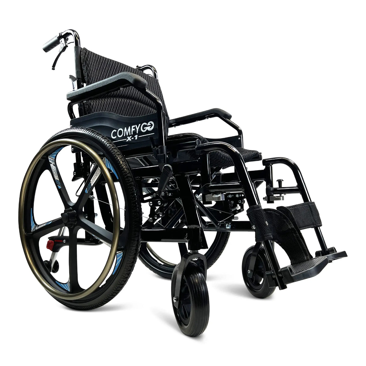 ComfyGO X-1 Lightweight Manual Wheelchair – Folding Aluminum Wheelchair, 300 lb Capacity