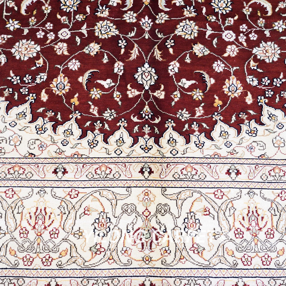 Persian Handmade Rug Red Silk Oriental Carpet 6x9ft