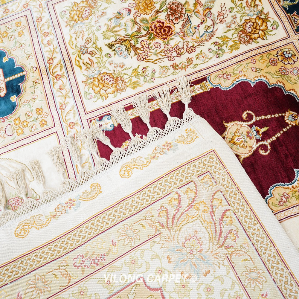 Oriental Carpet Four Season Handmade Silk Room Carpet 8.5x11.7ft