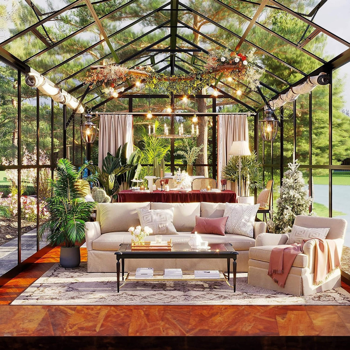 8x16FT Heavy-Duty Polycarbonate Walk-In Greenhouse with Double Swing Doors