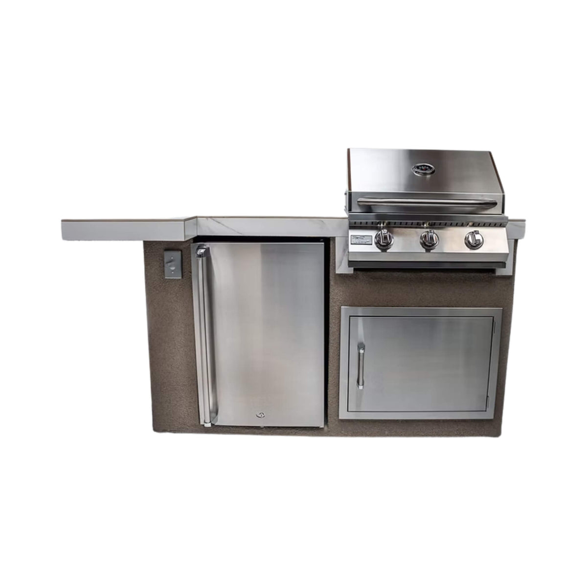Mini Maui 6FT BBQ Island with LED Lights, Built-In BBQ and Refrigerator