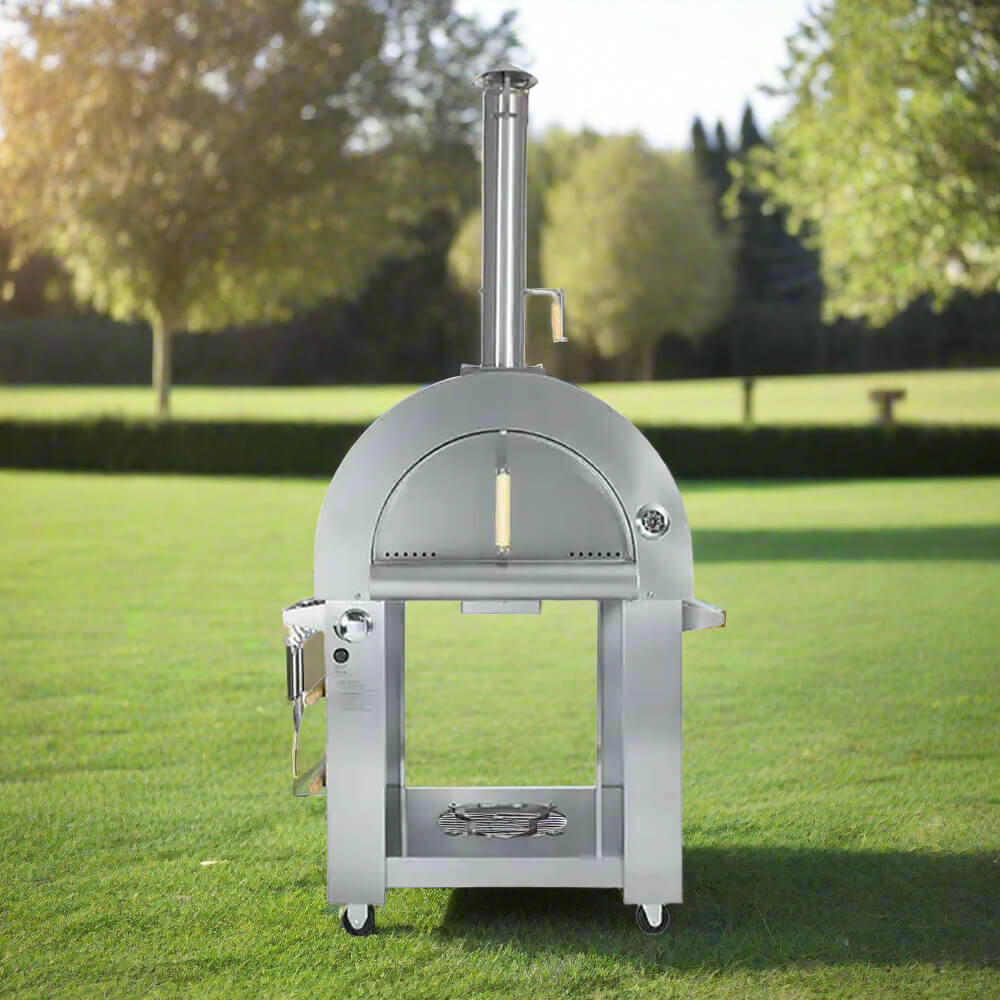 32-Inch Premium Stainless Steel Dual-Fuel Gas or Wood-Fired Pizza Oven