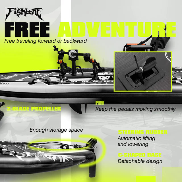 FishBone- Premium Inflatable Pedal Drive Board for Fishing