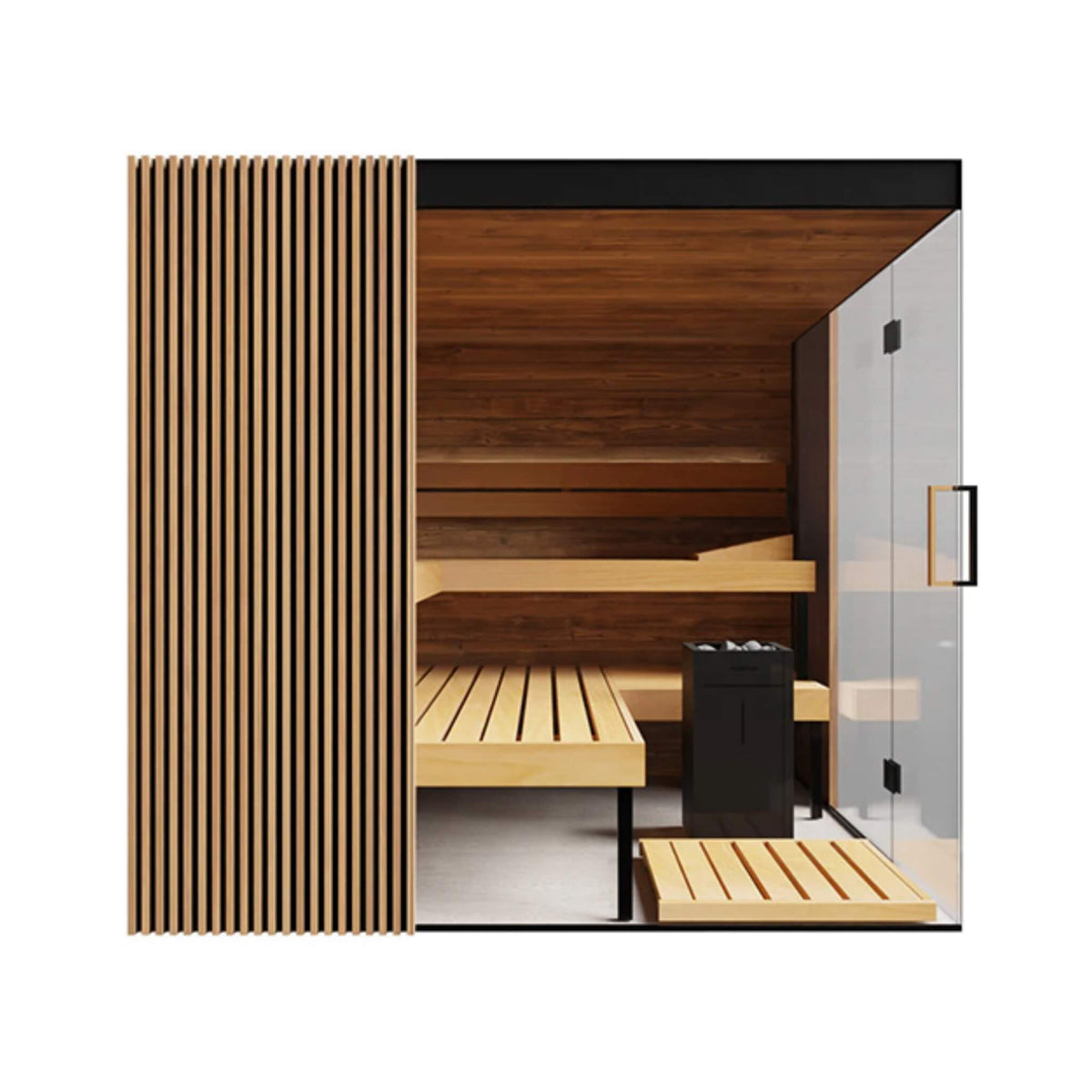 Aalto 4-Person Indoor Semi-Panoramic Glass Sauna Cabin