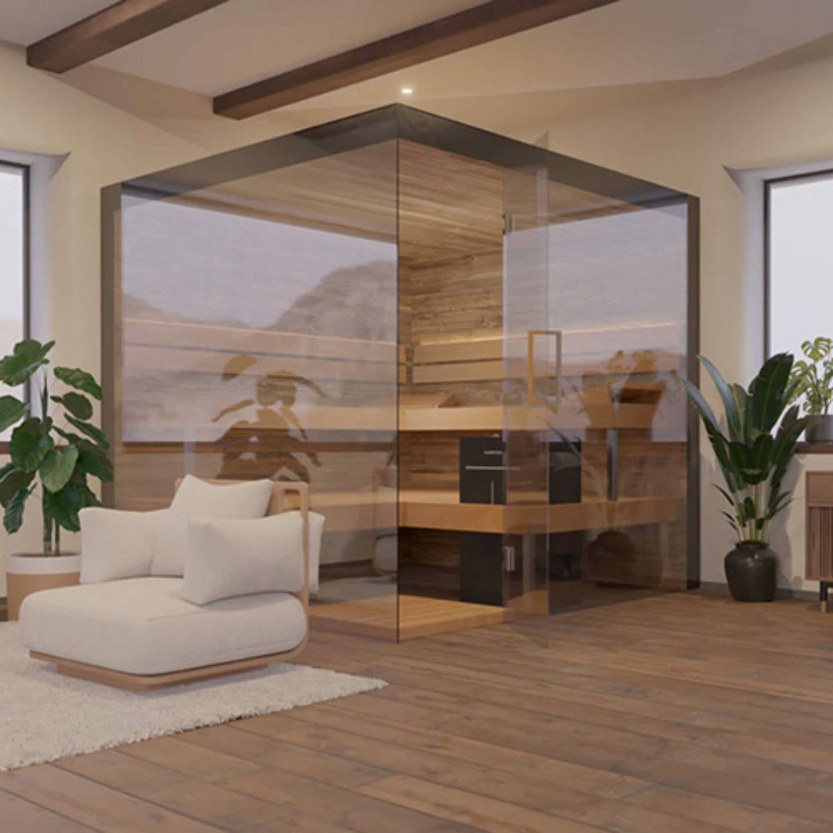 Lumaria 2-5 Person Indoor Glass Sauna Cabin