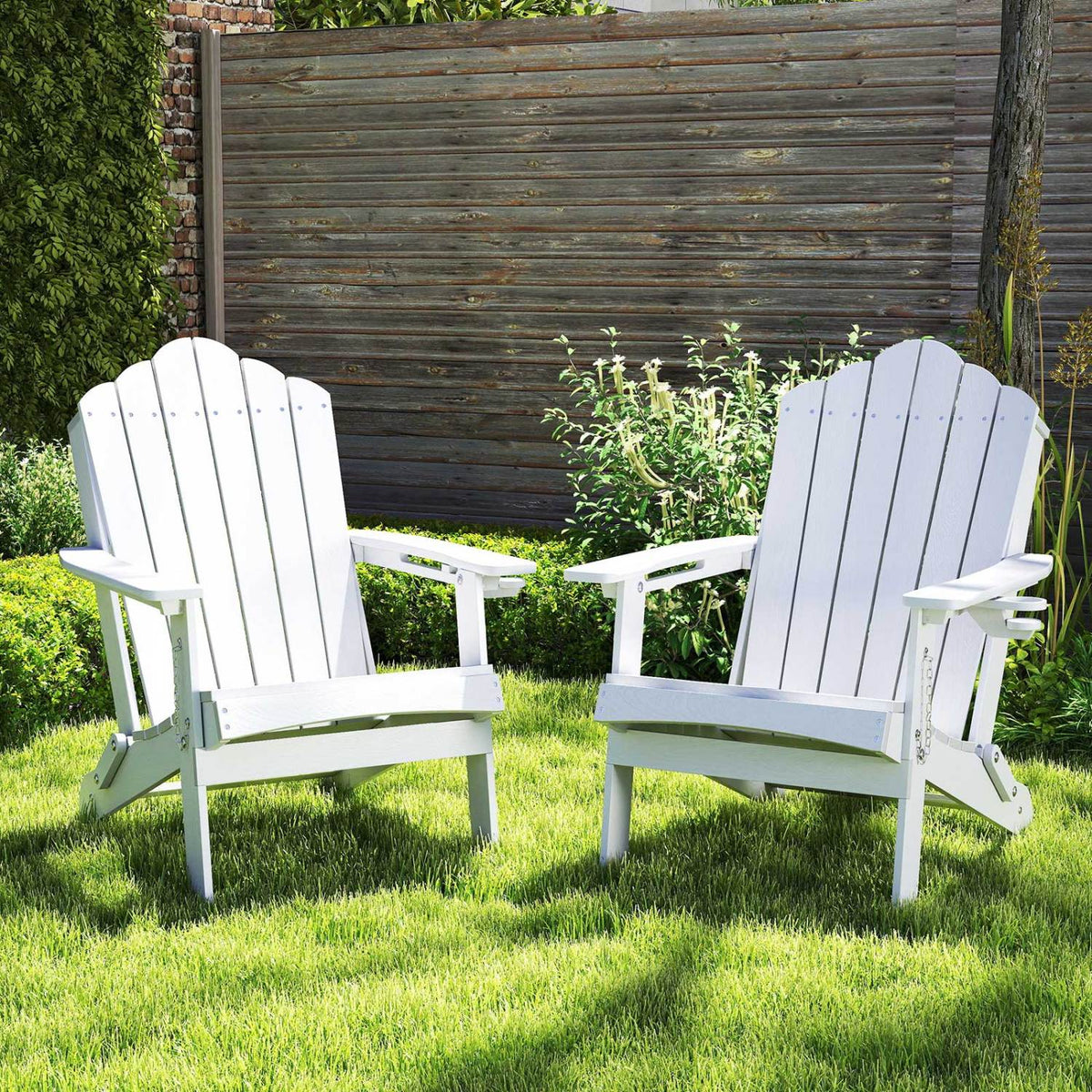 Folding Adirondack Chair with High Backrest – HDPE Weather-Resistant Outdoor Chair