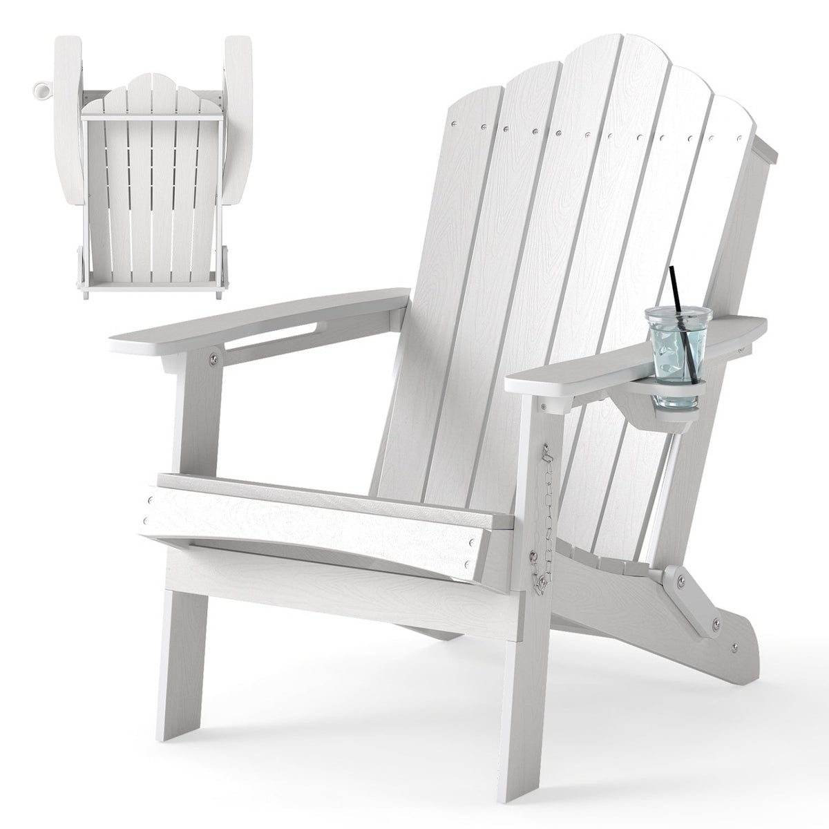 Folding Adirondack Chair with High Backrest – HDPE Weather-Resistant Outdoor Chair