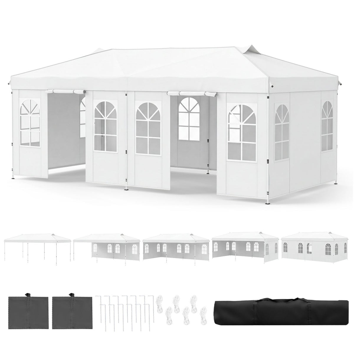 10x20 FT Pop-Up Canopy Tent with 6 Sidewalls – Outdoor Event Shelter
