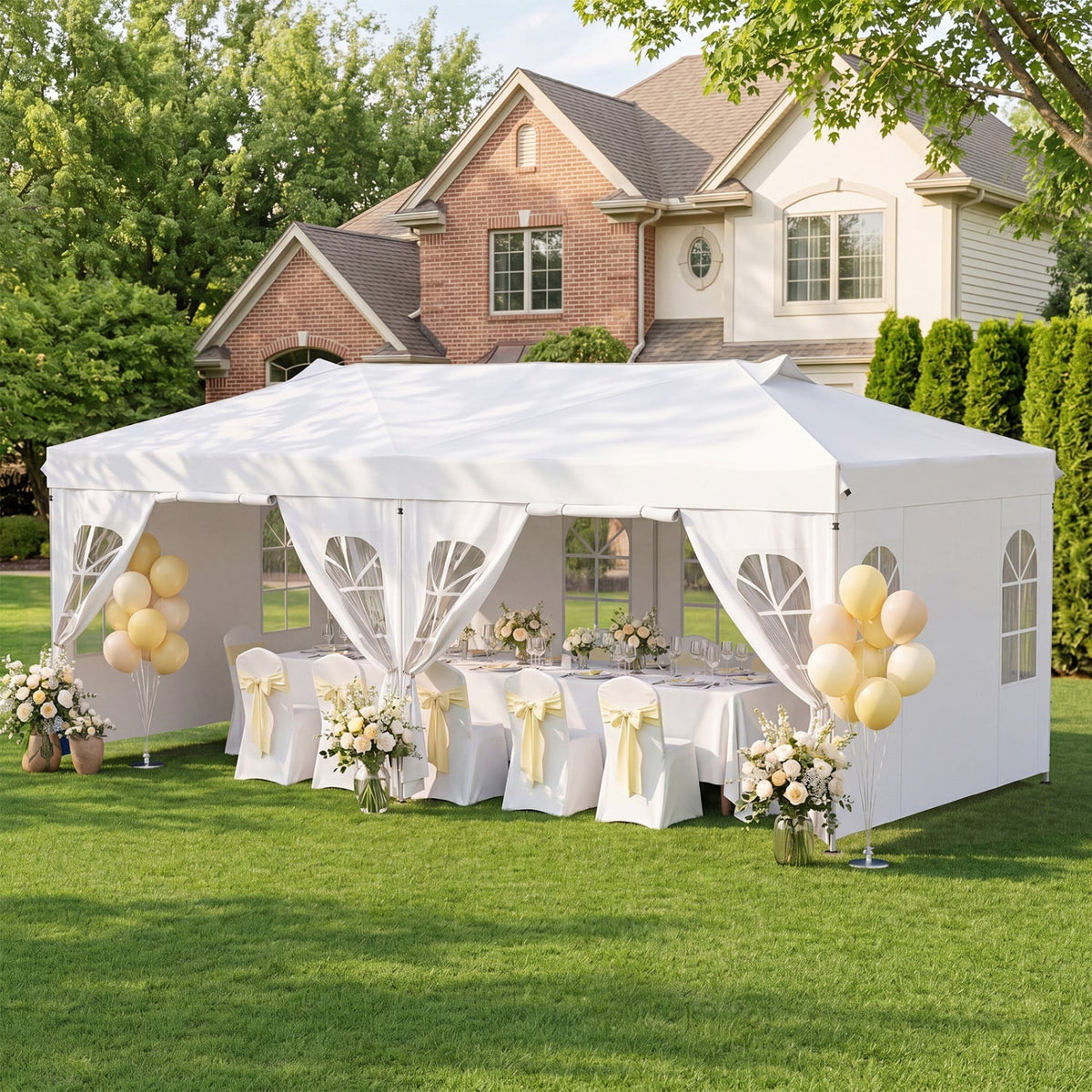 10x20 FT Pop-Up Canopy Tent with 6 Sidewalls – Outdoor Event Shelter