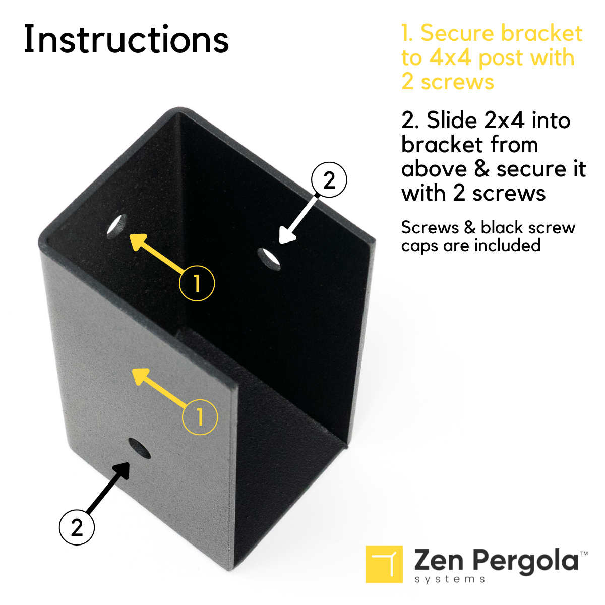 Pergola Insert Bracket (for 2x4 Wood Slats)