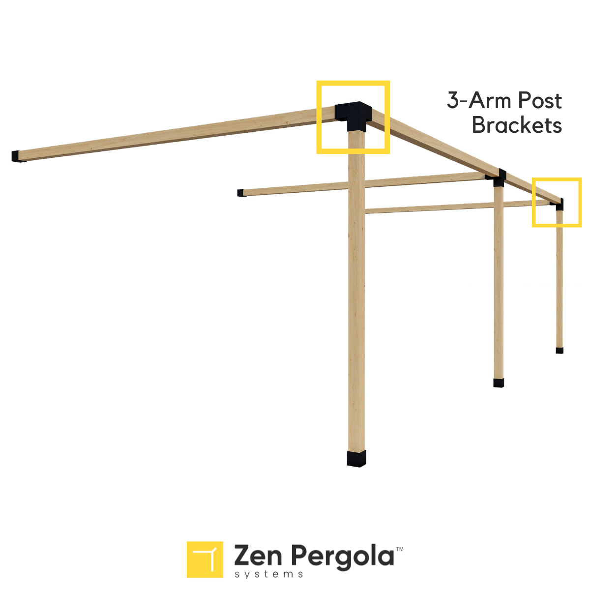 Pergola 3-Arm Post Bracket (for 4x4 Wood Posts)