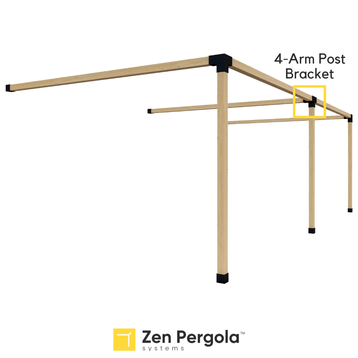 Pergola 4-Arm Post Bracket (for 4x4 Wood Posts)