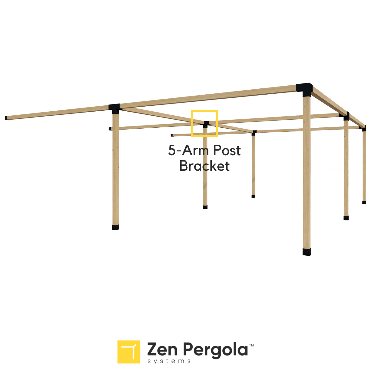 Pergola 5-Arm Post Bracket (for 4x4 Wood Posts)