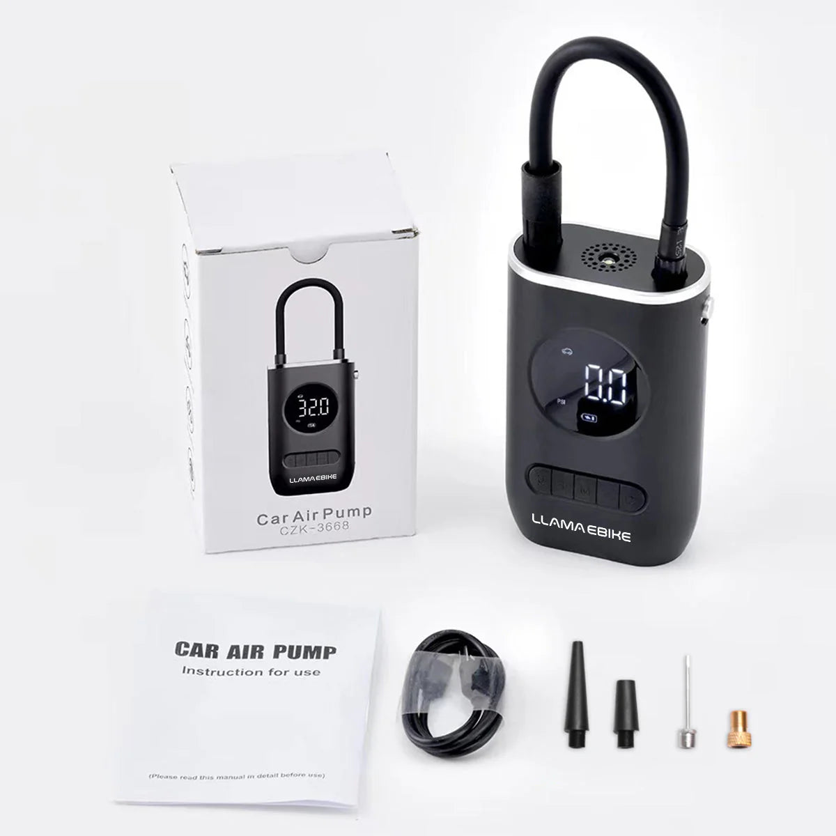 LLAMA TRIKE Portable Rechargeable Air Pump for Car Bicycle and Motorcycle Tires