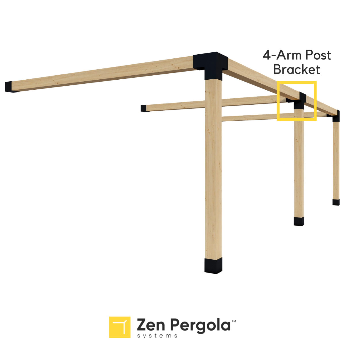 Pergola 4-Arm Post Bracket (for 6x6 Wood Posts)