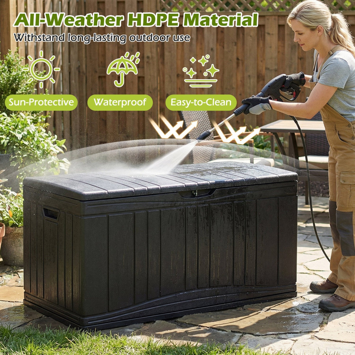 80-Gallon Outdoor Deck Storage Box with Lockable Lid