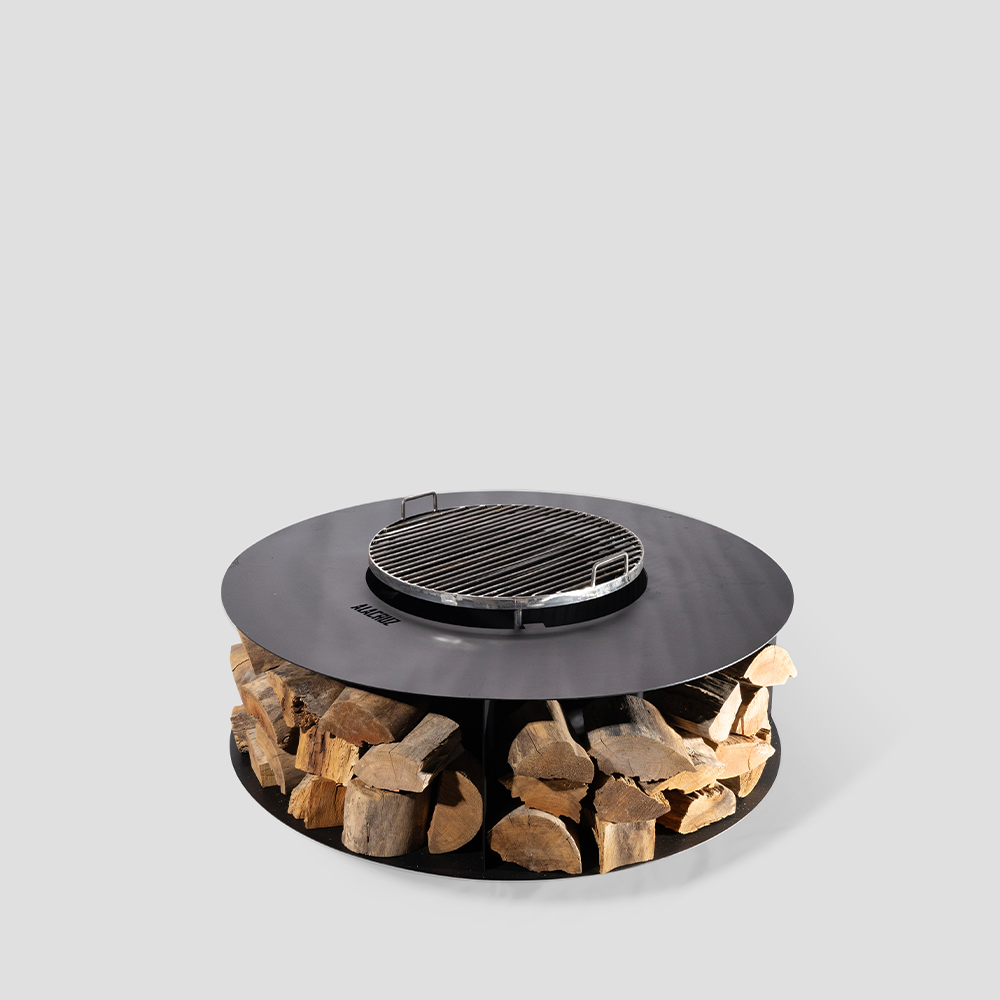 47-Inch Andino Outdoor Fire Pit with Built-In Log Holder – Steel Fire Pit
