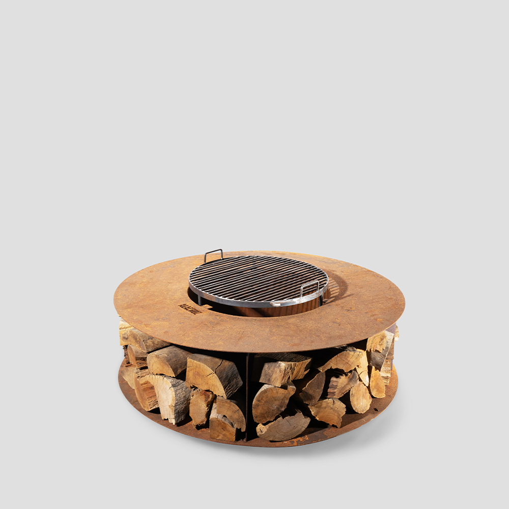 47-Inch Andino Outdoor Fire Pit with Built-In Log Holder – Steel Fire Pit