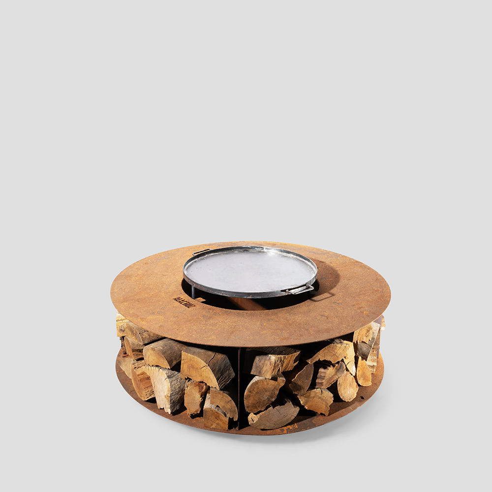 47-Inch Andino Outdoor Fire Pit with Built-In Log Holder – Steel Fire Pit