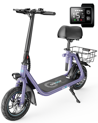 Gyroor C1 450W Electric Scooter with Seat & Carry Basket – 36V 7.5Ah