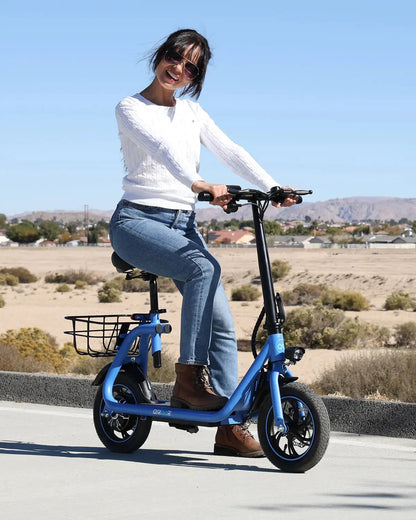 Gyroor C1 450W Electric Scooter with Seat & Carry Basket – 36V 7.5Ah