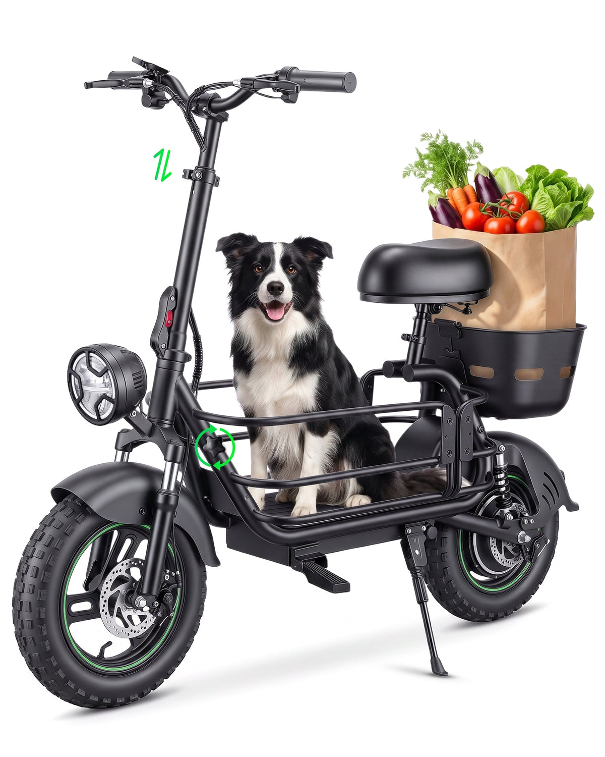 Gyroor C1Max 850W Electric Scooter with Seat, Dual Baskets & Pet Carrier (Pre-Order)