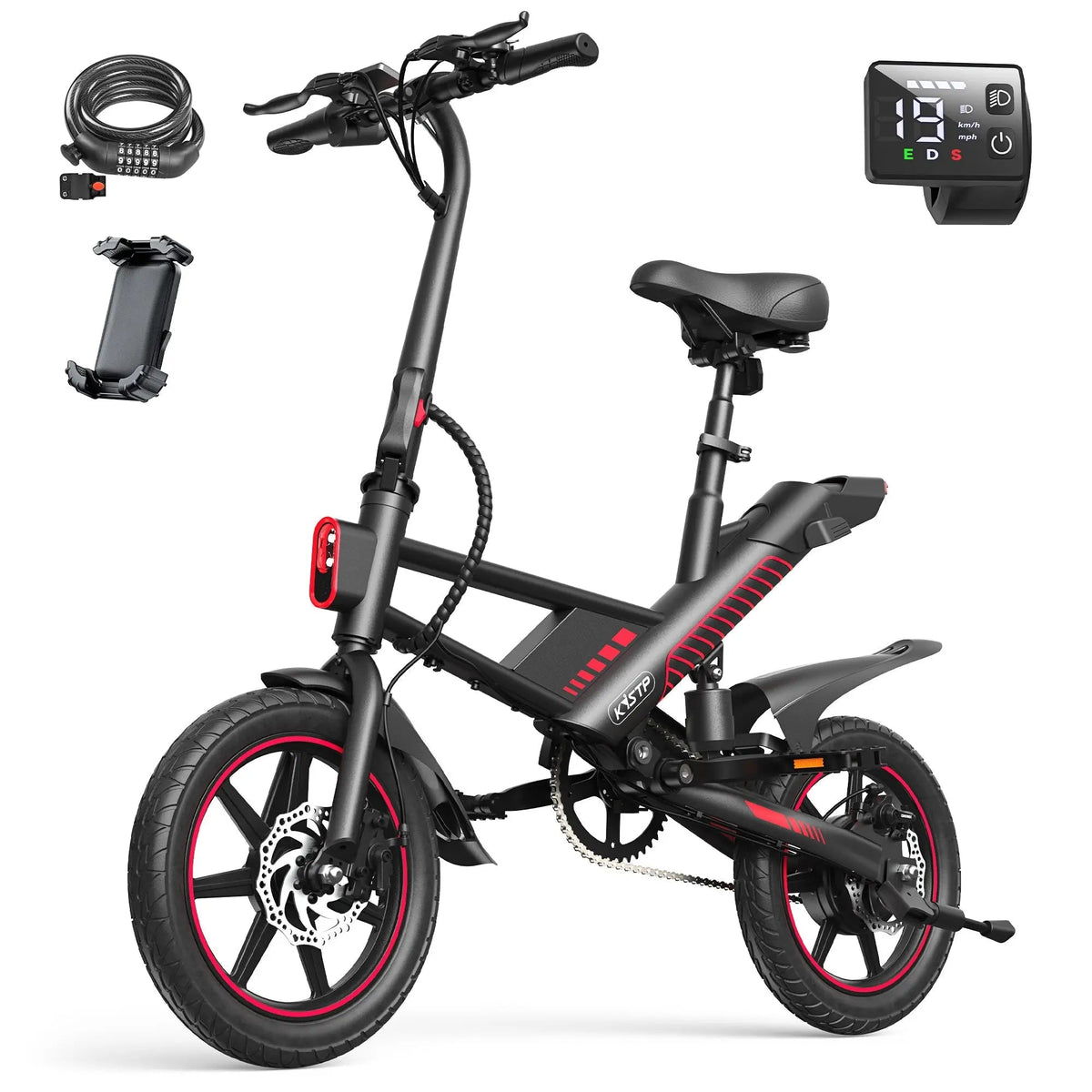 Gyroor C3 450W Folding Electric Bike – 36V 7.5Ah, 14" Pneumatic Tires