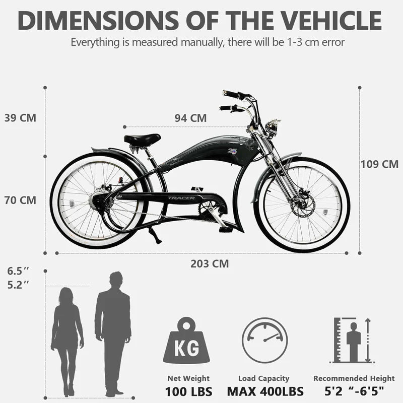 Twenty5 DS 500W 26" Motorcycle-Style Stretch Chopper E-Bike