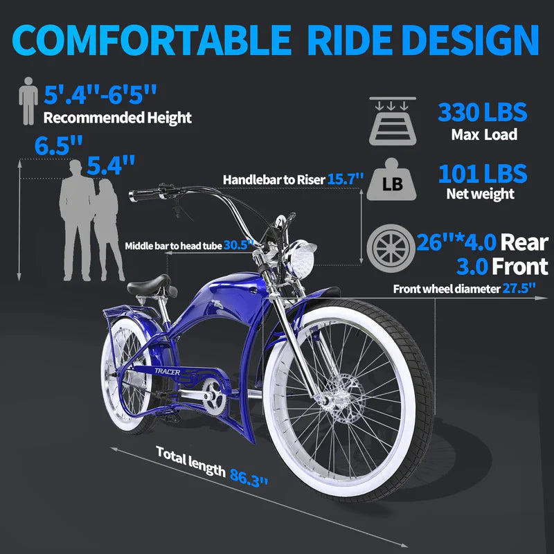 Twenty5 800W Chopper Stretch Cruiser Ebike